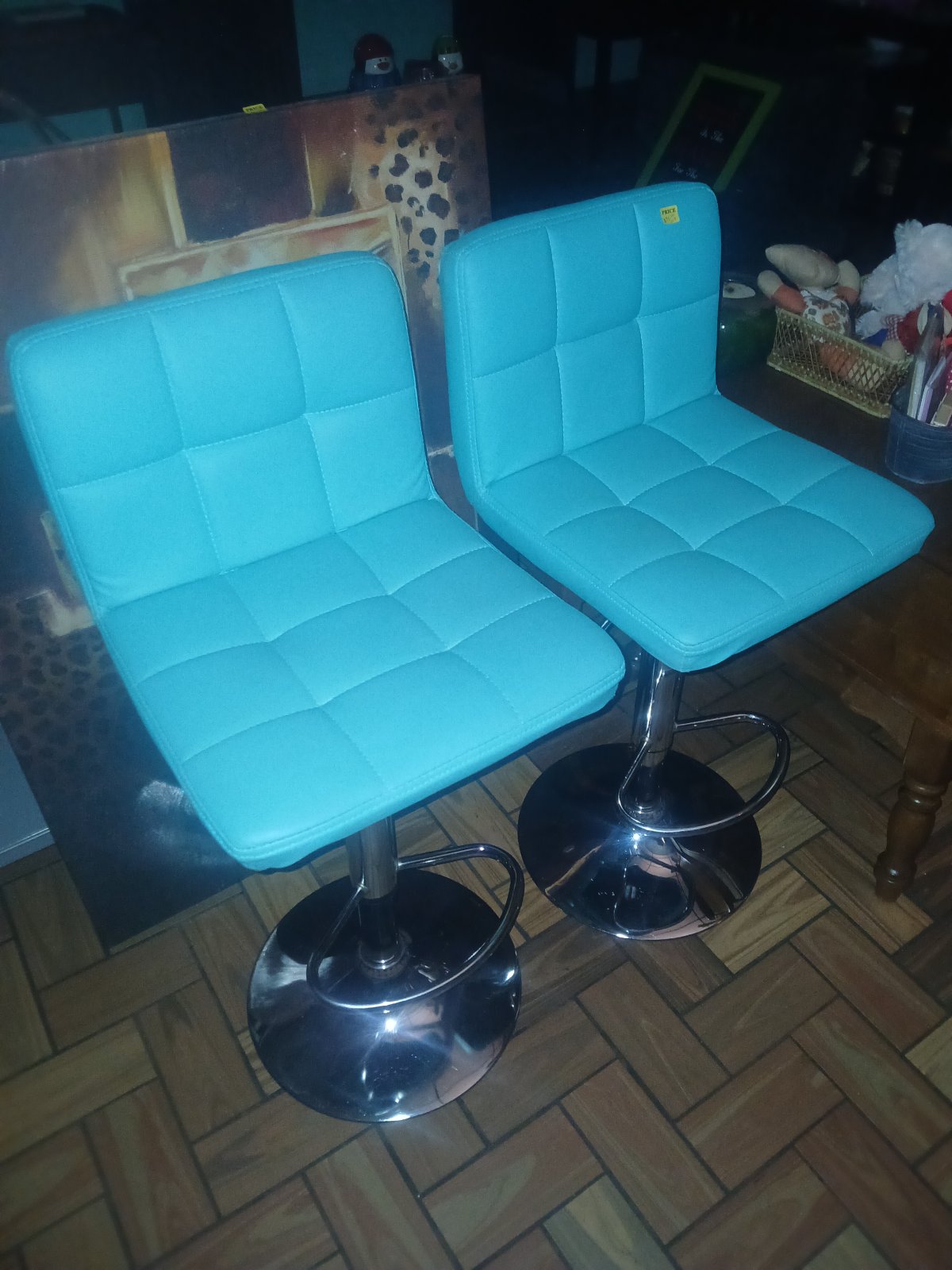 Turquoise Adjustable Swivel Bar Stools