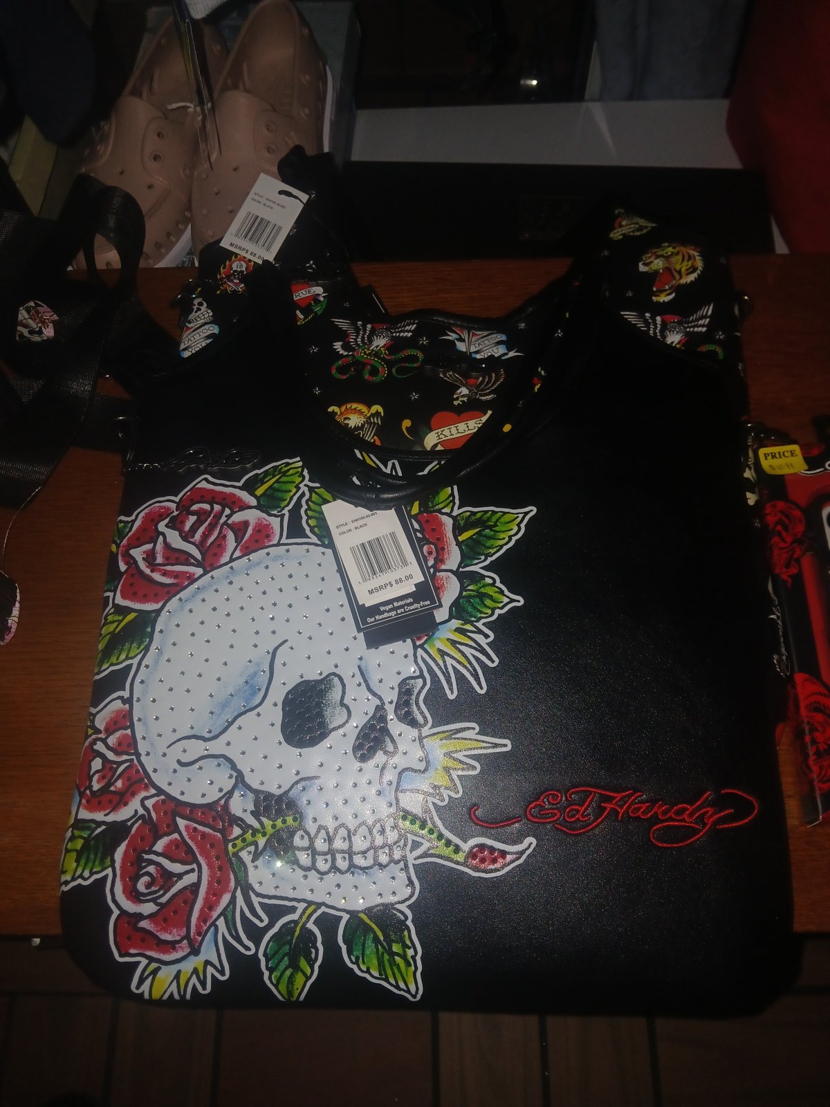 Ed Hardy Skull Rose Tote Bag