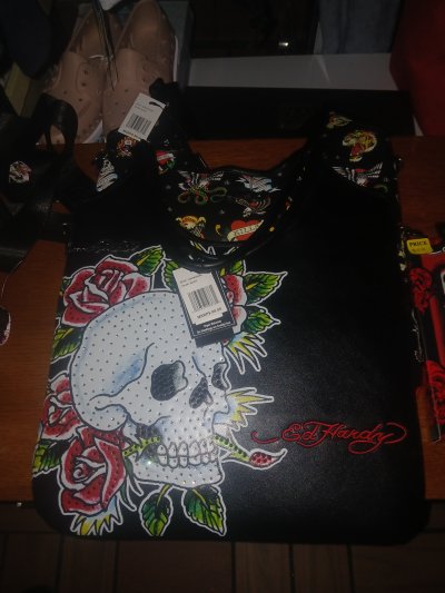 Ed Hardy Skull Rose Tote Bag